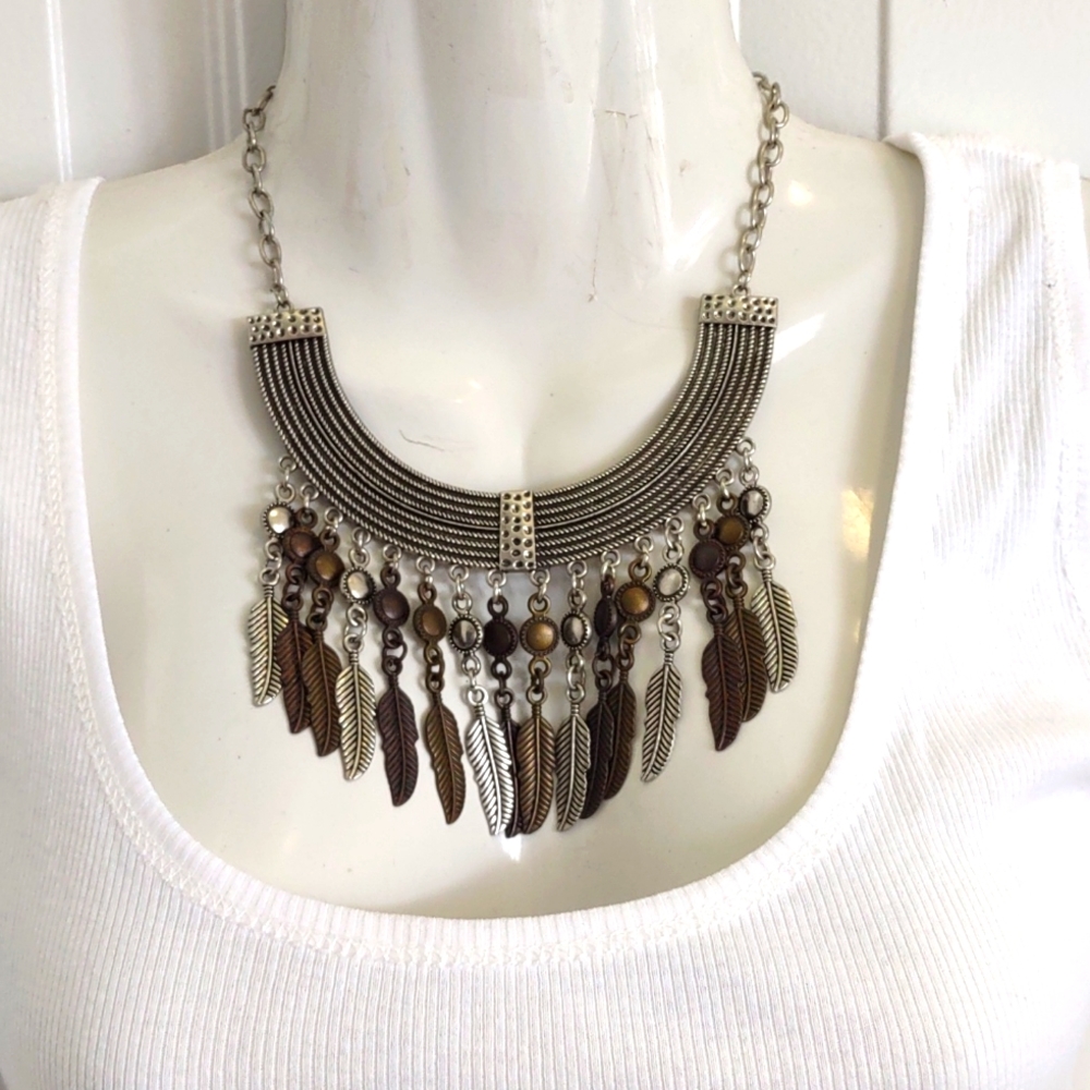 Boho Vibes Feather Statement Necklace